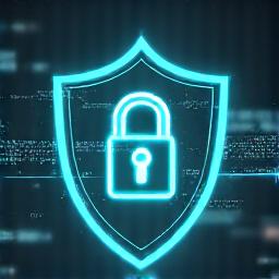 Et digitalt sikkerhetssymbol med et skjold og hengelås, som representerer databeskyttelse og personvern hos Krona Vise.